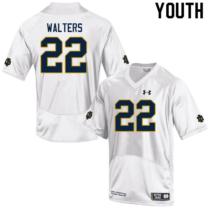 Youth #22 Justin Walters Notre Dame Fighting Irish College Football Jerseys Sale-White